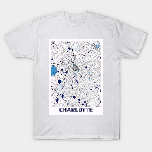 Charlotte - North Carolina MilkTea City Map T-Shirt by tienstencil